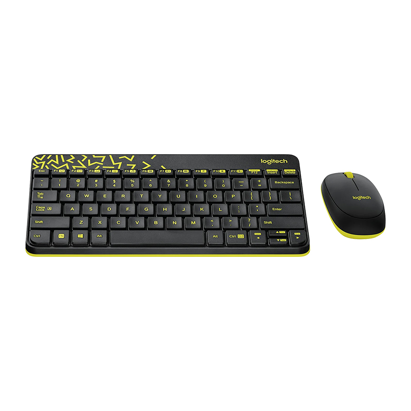 Logitech MK240 Nano Wireless Keyboard & Mouse Combo - Black-Chartreuse (920-008202)