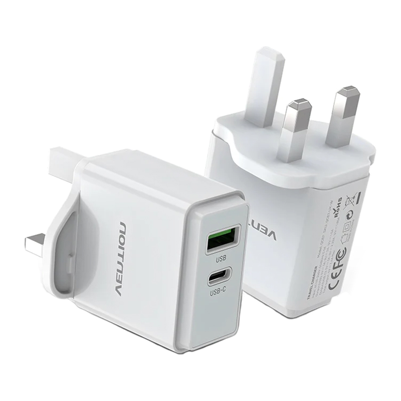 Vention® Two-Port USB(A+C) Wall Charger (18W/20W) UK-Plug White (FBBW0-UK)