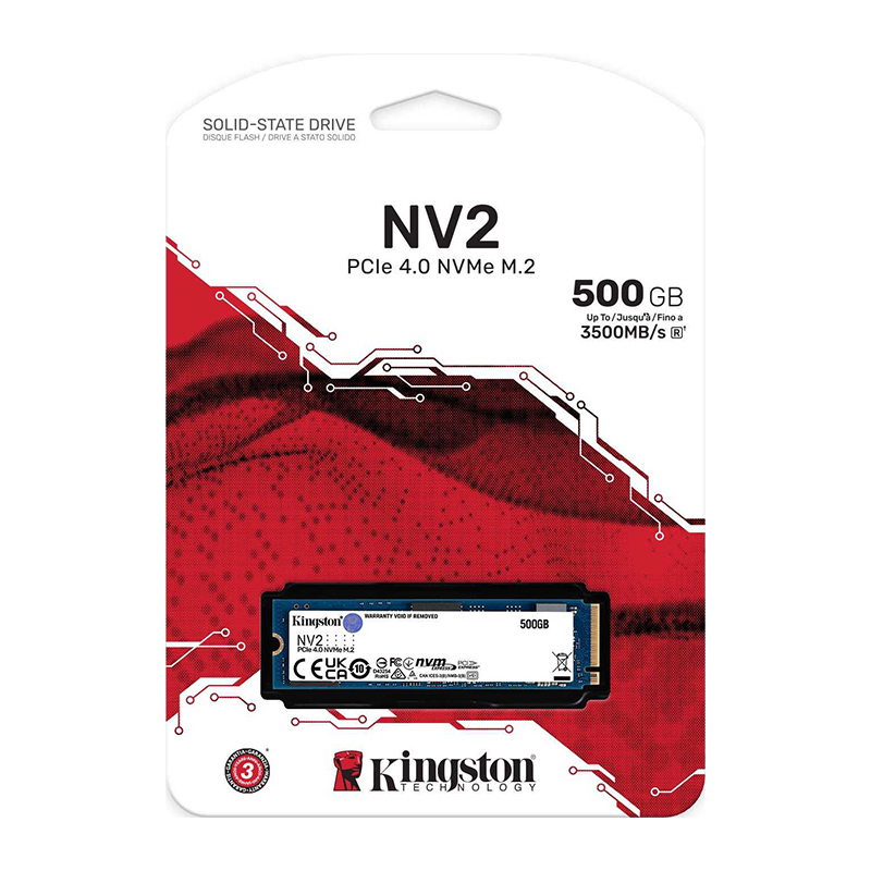 Kingston NV2  NVMe™ PCIe 4.0 Gen 4x4 M.2 2280 SSD 500GB - SNV2S/500G