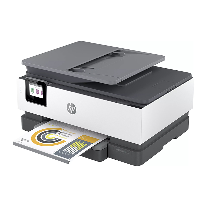 HP OfficeJet Pro 8023 All-in-One Wireless Printer - Functions: Print,copy,scan,fax - HP thermal inkjet print technology - Up to 20 ppm black and 10 ppm colour - 225-Sheet input tray - 60-Sheet output tray - Borderless printing - Cartridges: HP 912 C,Y,M,K