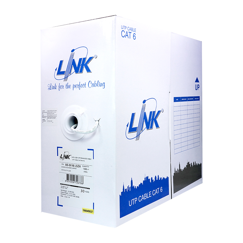 LINK CAT6 UTP Ultra Cable (600 MHz) w/Cross Filler, 23 AWG, LSZH, 305M (US-9116LSZH)