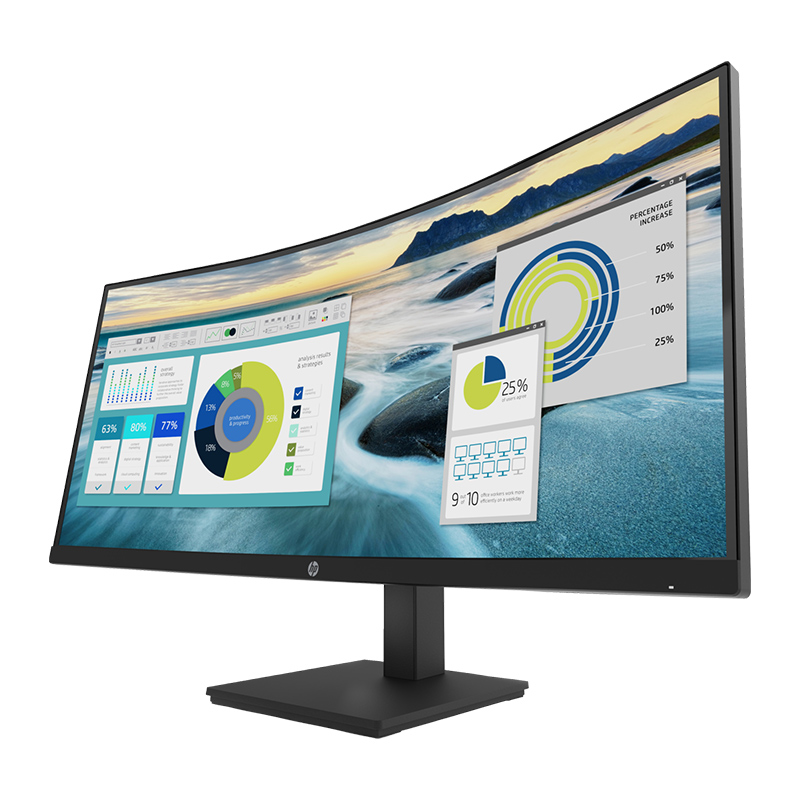 HP P34hc G4 USB-C Curved 34" Monitor | WQHD 3440 x 1440, 60Hz, VA, 250 cd/m², 5ms, 3 x USB 3.2 Type A, 1 x USB 3.2 Type C, 1 x HDMI, 1 x DP