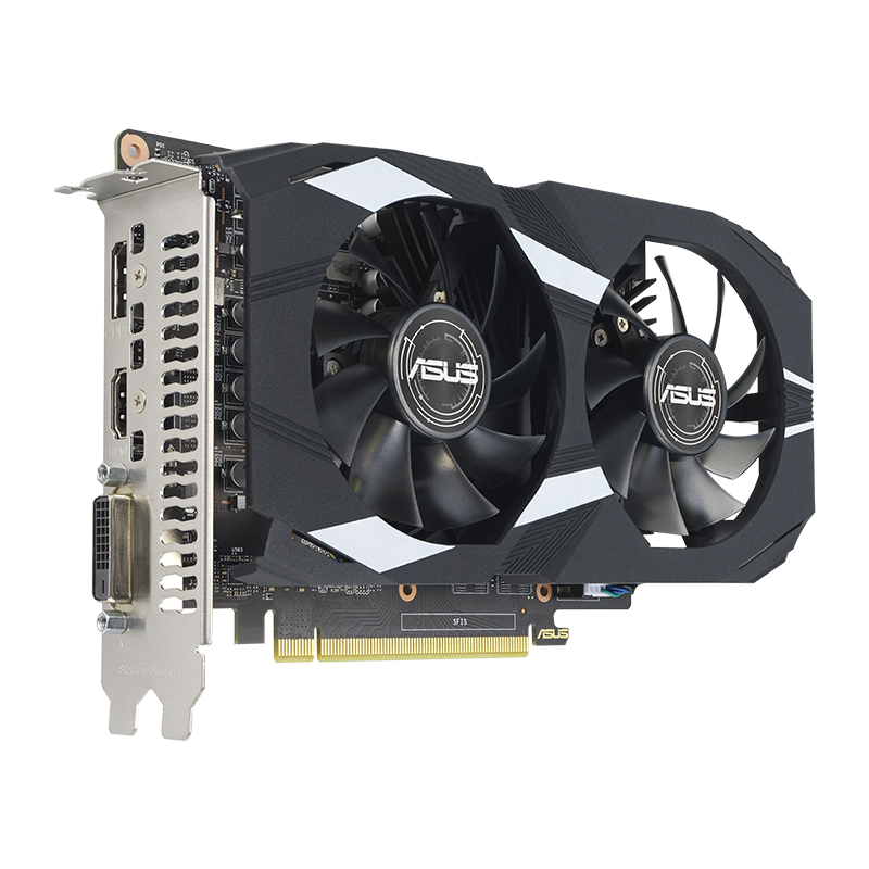 ASUS Dual GeForce® GTX 1650 OC Edition 4GB GDDR6 EVO Graphics Card (DUAL-GTX1650-O4GD6-P-EVO) | DVI-D x1, HDMI 2.0b x1, DisplayPort 1.4a, x1, HDCP Support 2.2