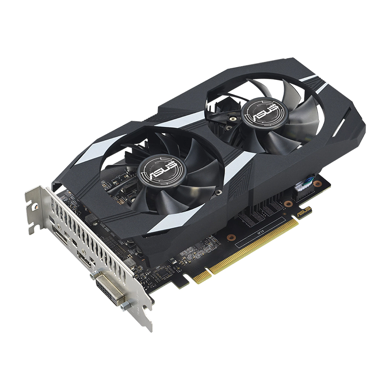 ASUS Dual GeForce® GTX 1650 OC Edition 4GB GDDR6 EVO Graphics Card (DUAL-GTX1650-O4GD6-P-EVO) | DVI-D x1, HDMI 2.0b x1, DisplayPort 1.4a, x1, HDCP Support 2.2