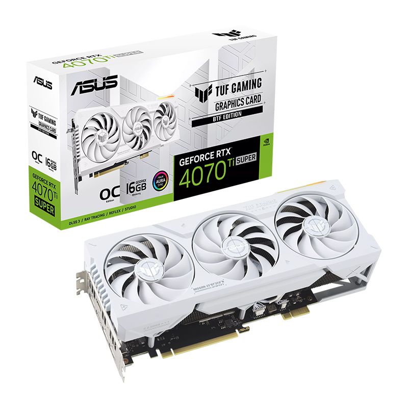 ASUS TUF Gaming GeForce RTX 4070 Ti SUPER BTF White OC Edition 16GB GDDR6X Graphics Card (DisplayPort x3, HDMI x2) - 90YV0KI0-M0NA00