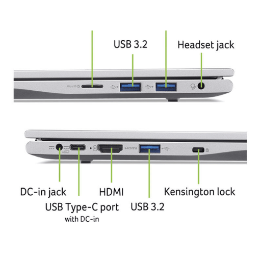 Acer Aspire Lite 14 AL14-32P-C8AG Laptop | Intel® Core™ N150 processor, 8GB DDR5 RAM, 512GB PCIe NVMe Gen4 SSD, 14.0", WUXGA (1920 x 1200), IPS, Intel® UHD Graphics, Windows 11 Home, MS Office Home 2024 + Microsoft 365 Basic, Silver 