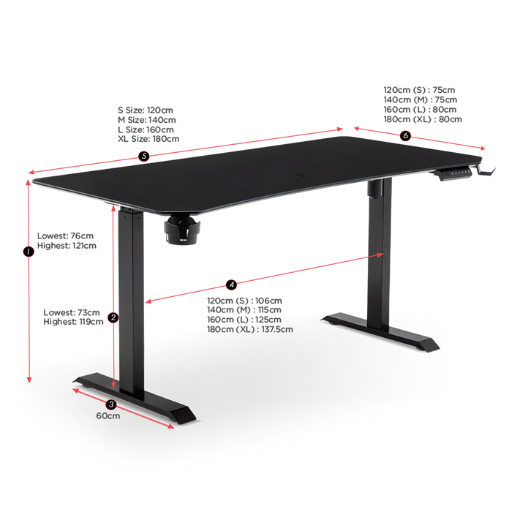 TTRacing Titus X Smart Desk S 1.2M Onyx Black (TTRXSDSKFRM-BL-G)