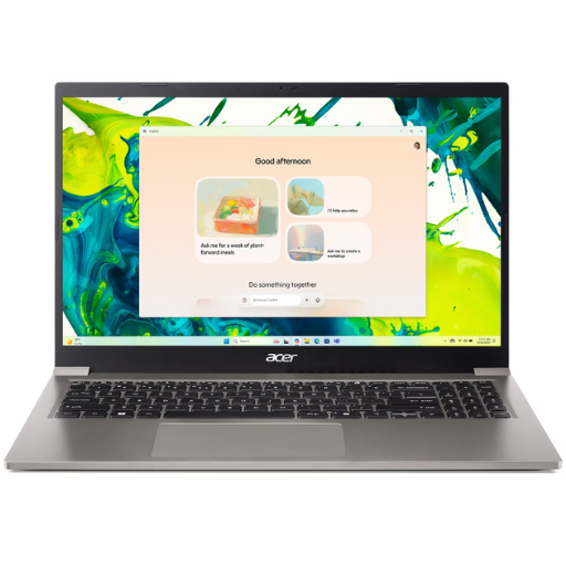 Acer Aspire Lite 15 AL15-33P-C84X Laptop | Intel® N150 Processor, 8GB DDR5 4800MHz RAM, 512GB PCIe NVMe SSD, 15.6" FHD (1920 x 1080) IPS, Intel® UHD Graphics, Windows 11 Home, Office Home 2024 + M365 Basic, Natural Titanium  