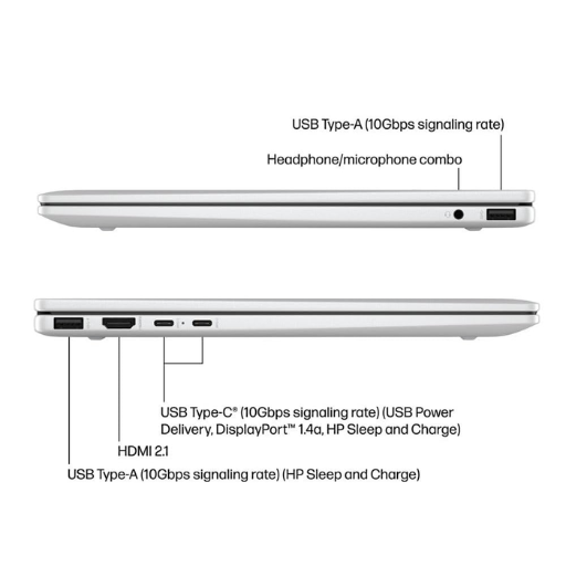 HP Envy x360 2-in-1 Laptop 14-fa0129AU | AMD Ryzen™ 5 8640HS, 16 GB LPDDR5-6400 MT/s RAM, 512 GB PCIe® NVMe™ SSD, 14" 2K (1920 x 1200), Touch Screen, IPS, AMD Radeon™ Graphics, Office Home 2024 + M365 Basic, Windows 11 Home, Silver