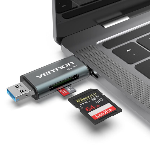 Vention® USB3.0 Multi-function Card Reader Gray Metal Type (CCHH0)