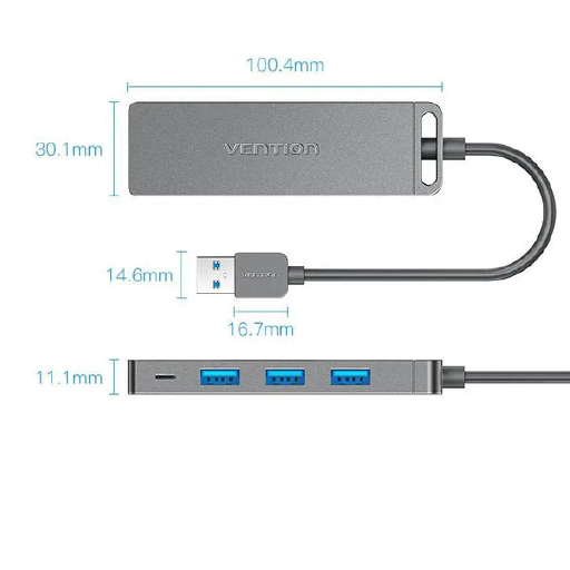 Vention® 4-Port USB 3.0 Hub With Power Supply 0.15M Black (CHLBB)
