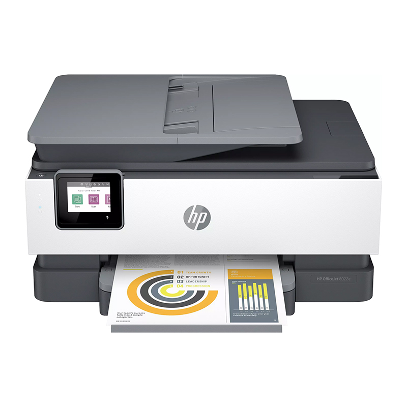HP OfficeJet Pro 8023 All-in-One Wireless Printer - Functions: Print,copy,scan,fax - HP thermal inkjet print technology - Up to 20 ppm black and 10 ppm colour - 225-Sheet input tray - 60-Sheet output tray - Borderless printing - Cartridges: HP 912 C,Y,M,K