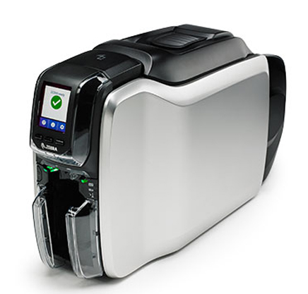 Zebra ZC300 Dual Side ID Card Printer ZC32-000C000EM00 | UK/EU Cords, 300 dpi Print Speed, USB 2.0 & Ethernet 10/100 Connectivity, Color LCD, Ribbon, 1500 Images, Silver (100 Cards + Default Ribbon)