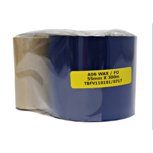 WAX BARCODE RIBBON 55mm 300Mtr S20 FACE OUT