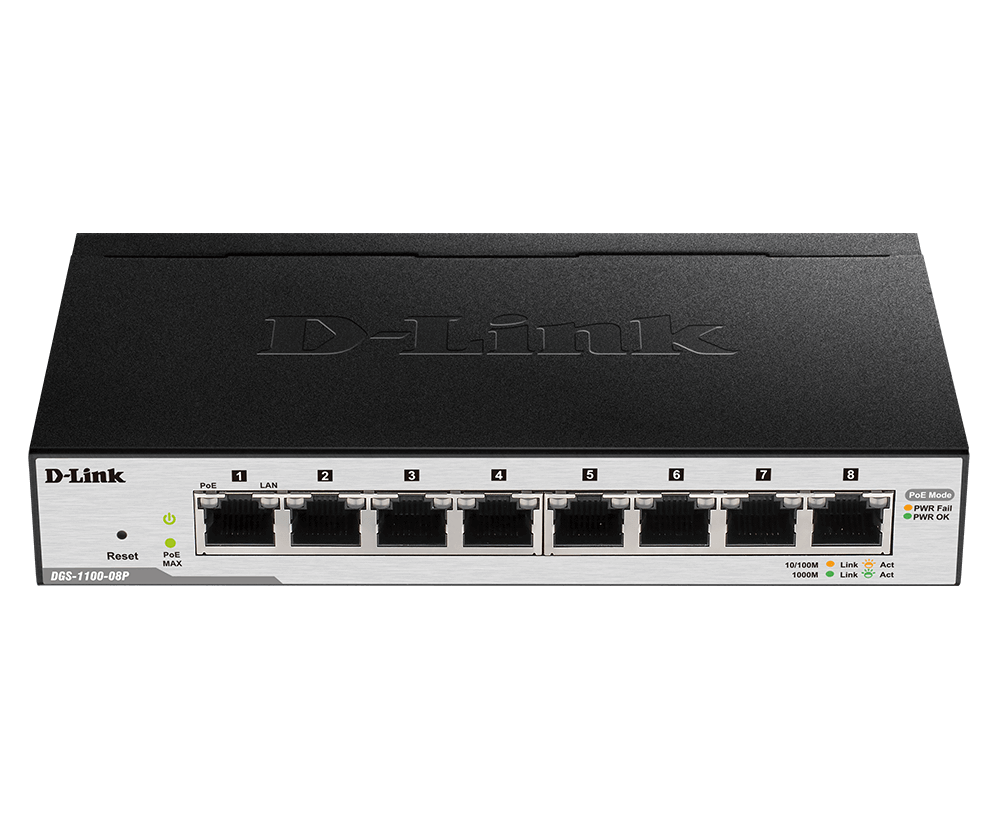 D-Link 8-Port Gigabit PoE Smart Managed Switch (DGS-1100-08P)