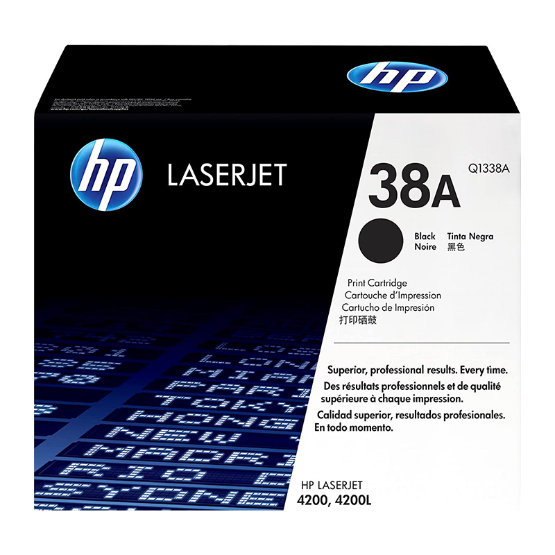 HP 38A Black Original LaserJet Toner Cartridge, Q1338A