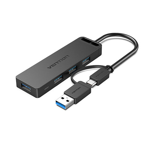Vention 4-Port USB 3.0 HUB with USB-C & USB 3.0 2-in-1 Interface and Power Supply 0.15m ABS Type (CHTBB)