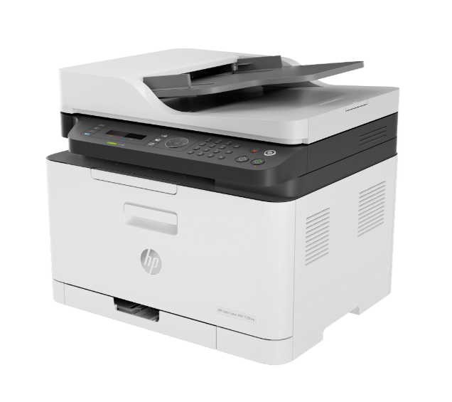 HP Color Laser MFP 179fnw | Functions: Print, Scan, Copy, Fax; Up to 600 x 600 dpi Print, USB, Network, Wireless & WiFi Direct, Up to 4ppm Colour Print, Up to 18ppm Mono Print, 40 Sheet ADF, Up to 20,000 Pages/Month, HP 120A Imaging Drum, HP 117A CYMK Toner