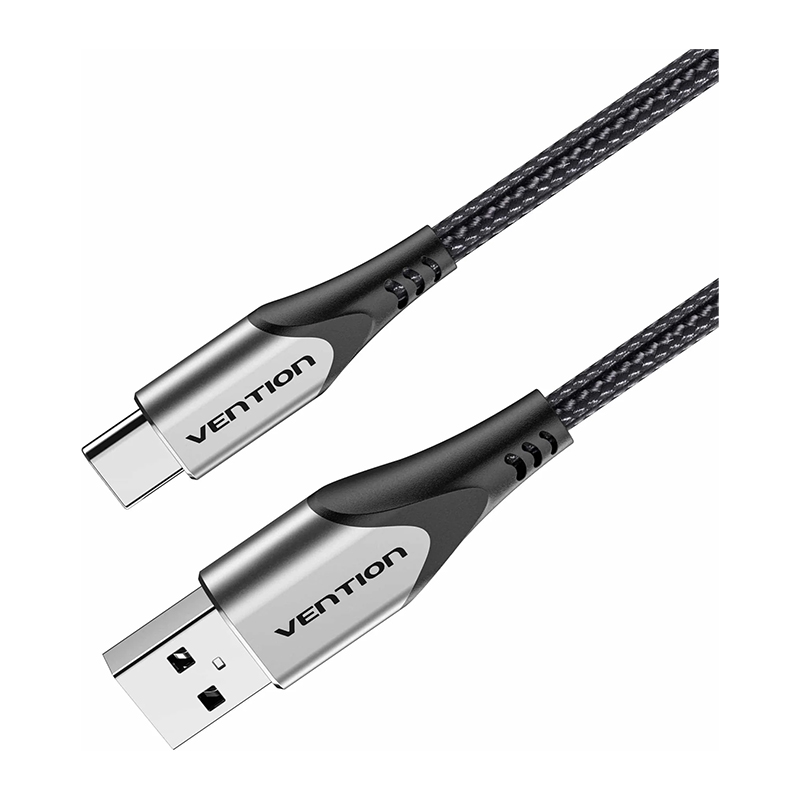 Vention® Cotton Braided USB 2.0 A Male to USB C Male 3A Cable 0.5M Gray Aluminum Alloy Type (CODHD)