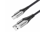 Vention® Cotton Braided USB 2.0 A Male to USB C Male 3A Cable 1m Gray Aluminum Alloy Type (CODHF)