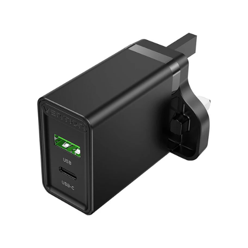 Vention® Two-Port USB(A+C) Wall Charger (18W/20W) UK-Plug Black (FBBB0-UK)
