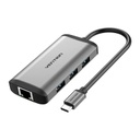 Vention® 6-In-1 USB-C Hub Multiports Type-C Docking Station - HDMI/USB3.0*3/RJ45/PD 0.15m Gray Metal Type (CNCHB)