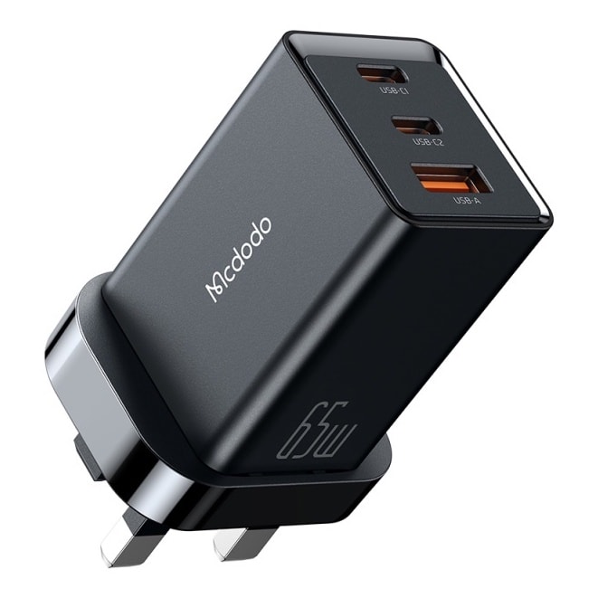 Mcdodo GaN 5 Mini 67W PD Fast Charger UK Plug  2 Port USB-C + 1 Port USB A