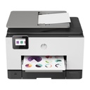HP OfficeJet Pro 9020 All-in-One Wireless Printer | Functions: Print, Scan, Copy, Fax; Print speed (up to): 24 ppm black, 20 ppm color; Input/output capacity: 500 sheets, 100 sheets; Single-Pass, 2-Sided Automatic Document Feeder; 1 USB 2.0; 1 Host USB; 1 Ethernet; 1 Wireless 802.11a/b/g/n; 2 RJ-11 modem ports, HP 965 CMYK