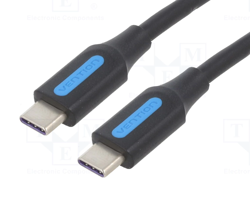 Vention® USB 2.0 Type-C Male to Type-C Male 5A Cable 1.5M Black PVC Type (COTBG)