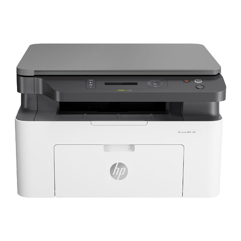 HP Laser MFP 135w Printer (107A Toner) | Functions: Print, Scan, Copy; Print Speed: 21 ppm (black); Connectivity: USB, Wi-Fi; Replacement toner: HP 107A Toner