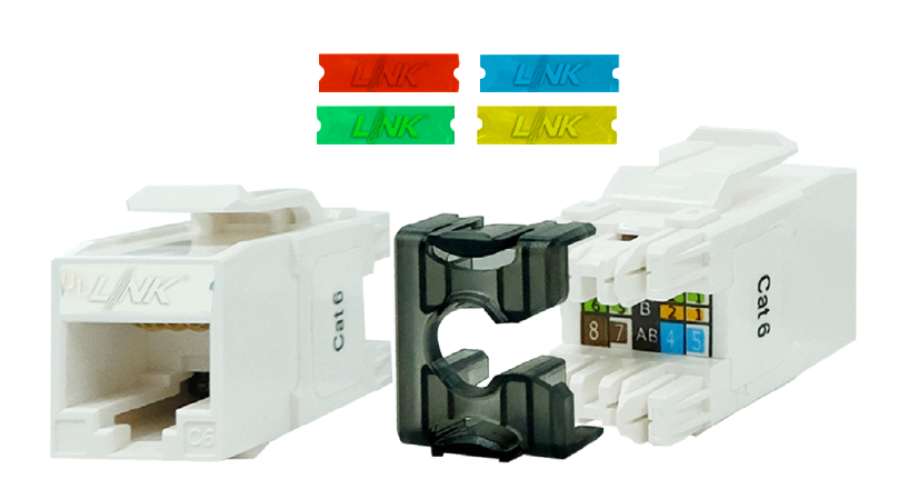 LINK CAT6 RJ45 Slim White Jack (5 Color Changeable) (US-1006A)