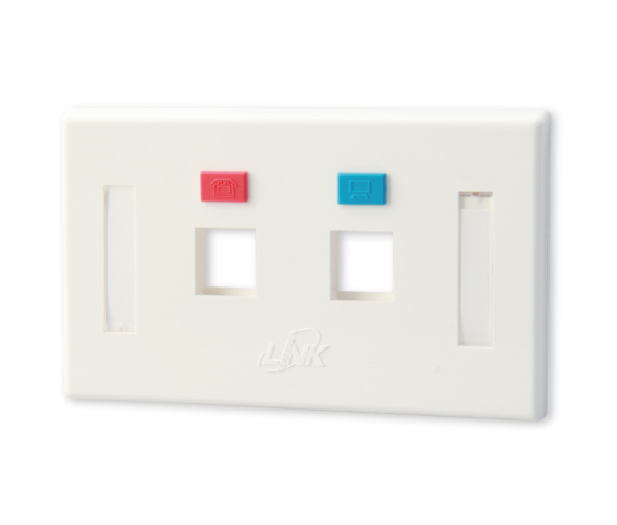 LINK Face Plate 2 Port with Icon & Label ID (White) (US-2002AWH)