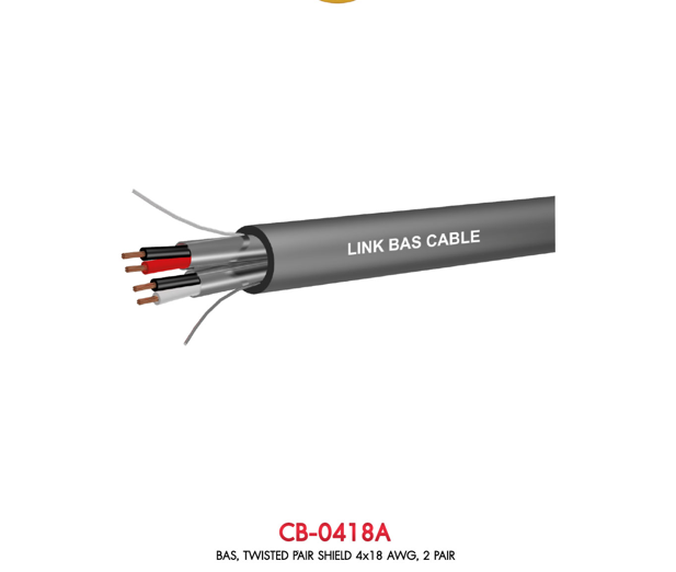 LINK BAS, Twisted Pair Foil Shield 2x18 AWG, 2 P Control Cable (CB-0418A)