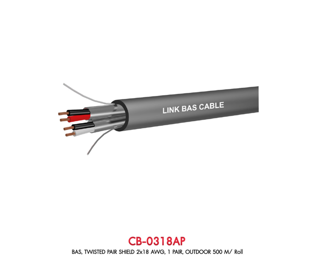 LINK BAS, Twisted Pair Foil Shield 2x18 AWG, 1 P, Outdoor Control Cable (CB-0318AP)