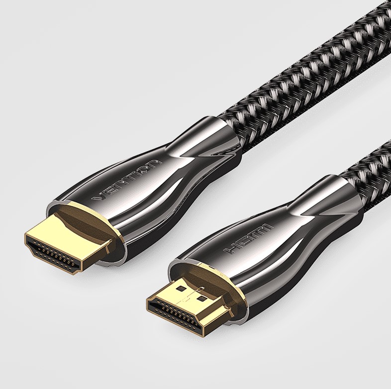 Vention® Cotton Braided 4K HDMI Male to Male Cable 2M Black Zinc Alloy Type (ALMBH)