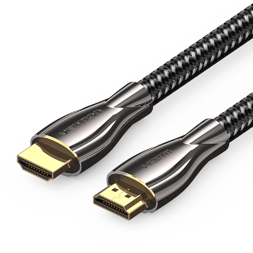 Vention® Cotton Braided 4K HDMI Male to Male Cable 2M Black Zinc Alloy Type (ALMBH)