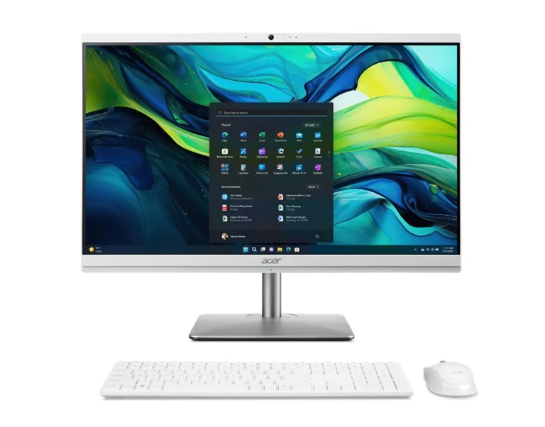 Acer Aspire C24-195ES All-in-One Desktop PC | Intel® Core™ Ultra 7 155U, 8GB DDR5 SDRAM, 512GB PCIe SSD,  23.8" FHD (1920 x 1080) 16:9, Intel® Graphics, Bluetooth 5.0, Wi-Fi 6, Keyboard & Mouse, Windows 11 Home, White