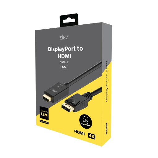 Slev DisplayPort to HDMI Cable 4K30Hz 1.8 Meters