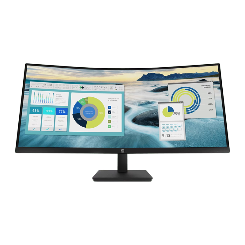 HP P34hc G4 USB-C Curved 34" Monitor | WQHD (3440 x 1440), 60Hz, VA, 250 cd/m², 5ms, 3 x USB 3.2 Type A, 1 x USB 3.2 Type C, 1 x HDMI, 1 x DP