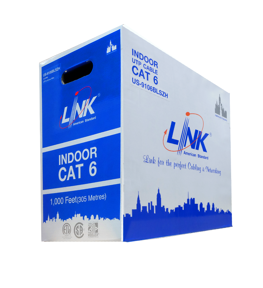 LINK CAT6 UTP Cable, (250MHz) w/Cross Filler, 23AWG, LSZH, Blue (US-9106BLSZH) (In Meters)