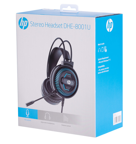 HP DHE-8001U Wired LED Headset USB - Black (9NG12AA)