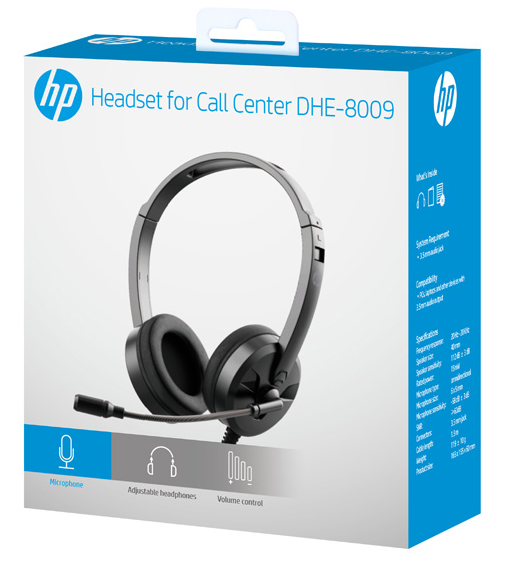 HP DHE-8009 3.5mm Stereo Headset - Black (194R3AA)