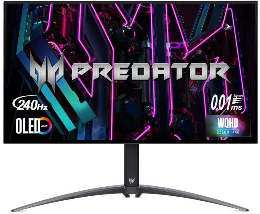 Acer Predator X27U bmiipruzx 27" Gaming Monitor | WQHD 2560 x 1440 OLED, 240 Hz, 16:9, 0.01ms, 1000nits, Speaker x2, AMD FreeSync Premium, 2x HDMI | 1x DP | 1 x USB-C | 2 x USB-A | 1 x USB-B | 1x Audio Line Out, Black