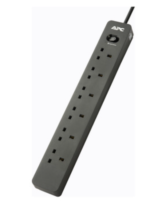 APC SurgeArrest Essential Surge Protector- 6x BS1363 Outlets, 760 Joules, 2M Extension cord, BS1363 Plug (PME6B-UK) 