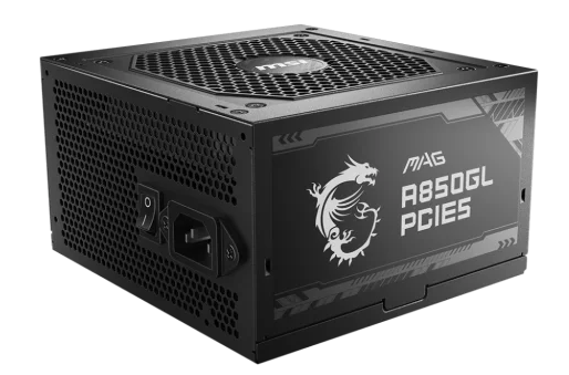 MSI MAG A850GL PCIE5 850W, ATX 3.1, 80 Plus Gold, Modular Power Supply (306-7ZP8A18-CE0)