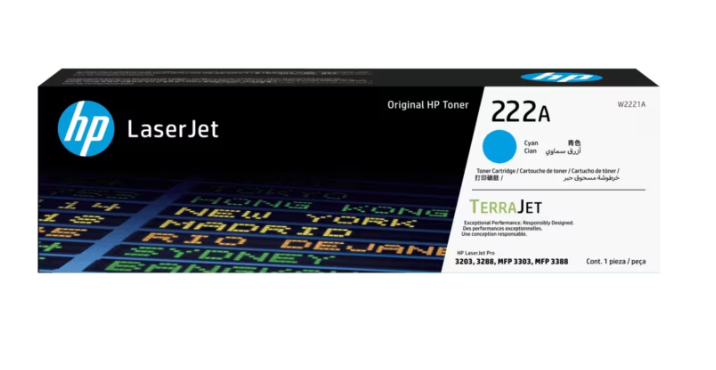 HP 222A W2221A Cyan Original LaserJet Toner Cartridge