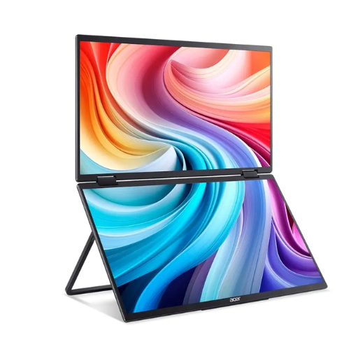 Acer PD163Q bmiuux 15.6" FHD Portable Dual Monitor | FHD (1920x1080), 60Hz, IPS, 250 nits, 8ms, 2x USB 3.1, 1 x Mini HDMI, 1 x Audio, Black