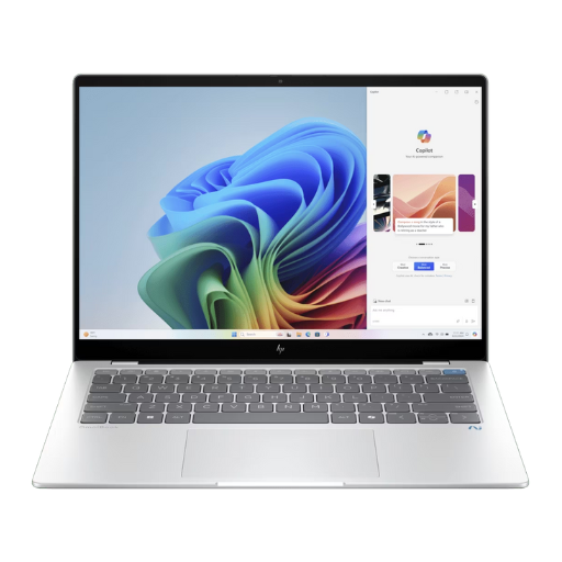 HP OmniBook X Laptop 14-fe1007QU (AV4W8PA) Laptop | Snapdragon® X Plus X1P-42-100 Processor, 16GB LPDDR5X 8448MHz RAM, 512 GB PCIe® NVMe™ M.2 SSD, 14'', 2.2K (2240x1400), IPS, Qualcomm® Adreno™ GPU, Windows 11 Home, MS Office Home & Student 2021, Glacier Silver