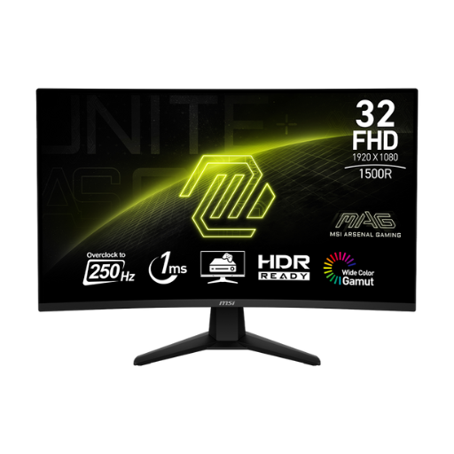 MSI MAG 32C6X 31.5'' Curved Gaming Monitor | FHD (1920 x 1080), VA, 1ms, 250Hz, 250 nits, Adaptive-Sync, 1x DP, 2x HDMI, Black   