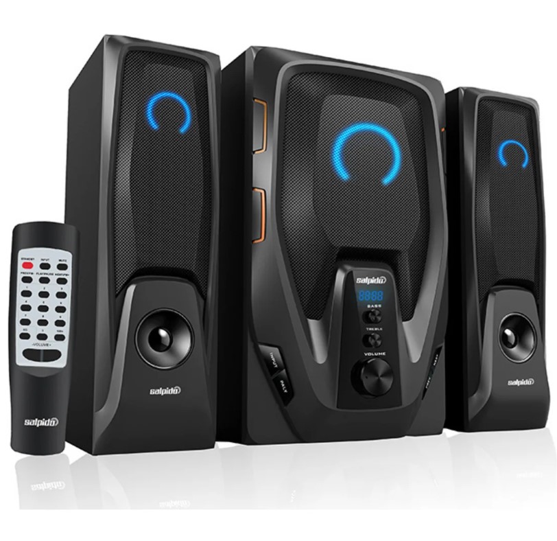 Salpido G6 CORE 2.1 Multimedia Speaker (Black) | Subwoofer, Bluetooth, FM, USB/SD, LED display, Lighting, RC